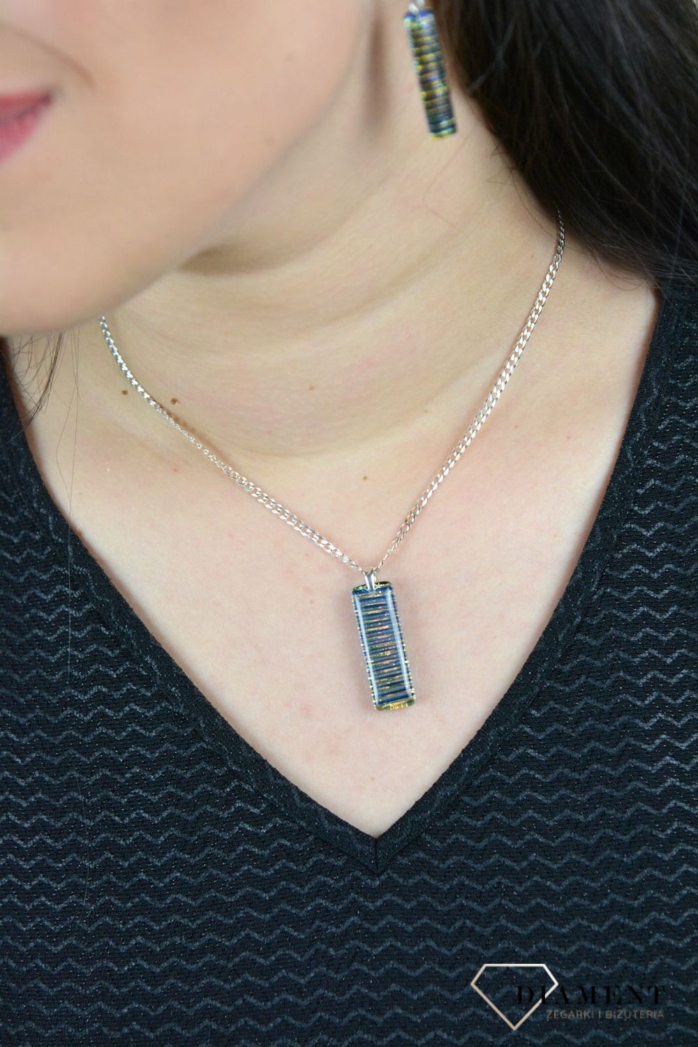 Zawieszka szkło weneckie 'Lśniące paski' Murano 54.jpg